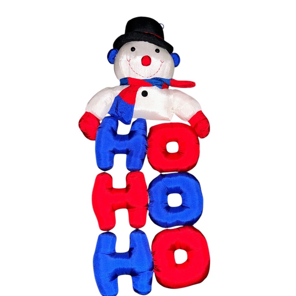 Vintage 1994 Puffalump Polyester Snowman Ho Ho Ho Wall Hanging.
